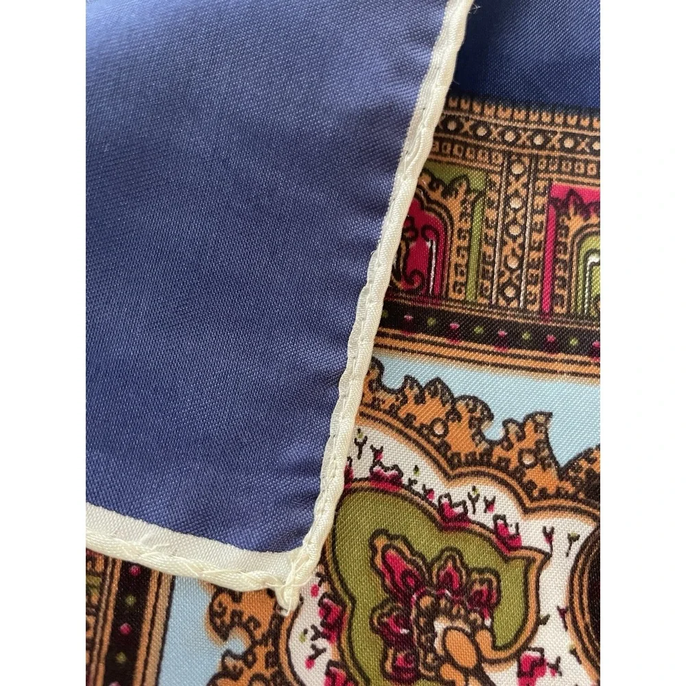 Vintage Paisley Neck‎ Head Scarf Silky Deep Rich Colors Red Blue Vibrant 30x30